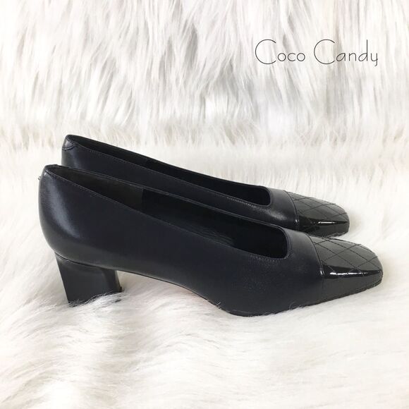 🔃Evan Picone Navy Blue Leather High Heel Pumps - Picture 3 of 8